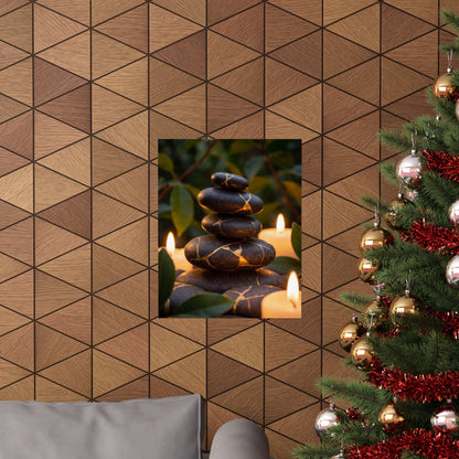 Summer River Stones Gold Vein Wall Art Print | Healing Decor