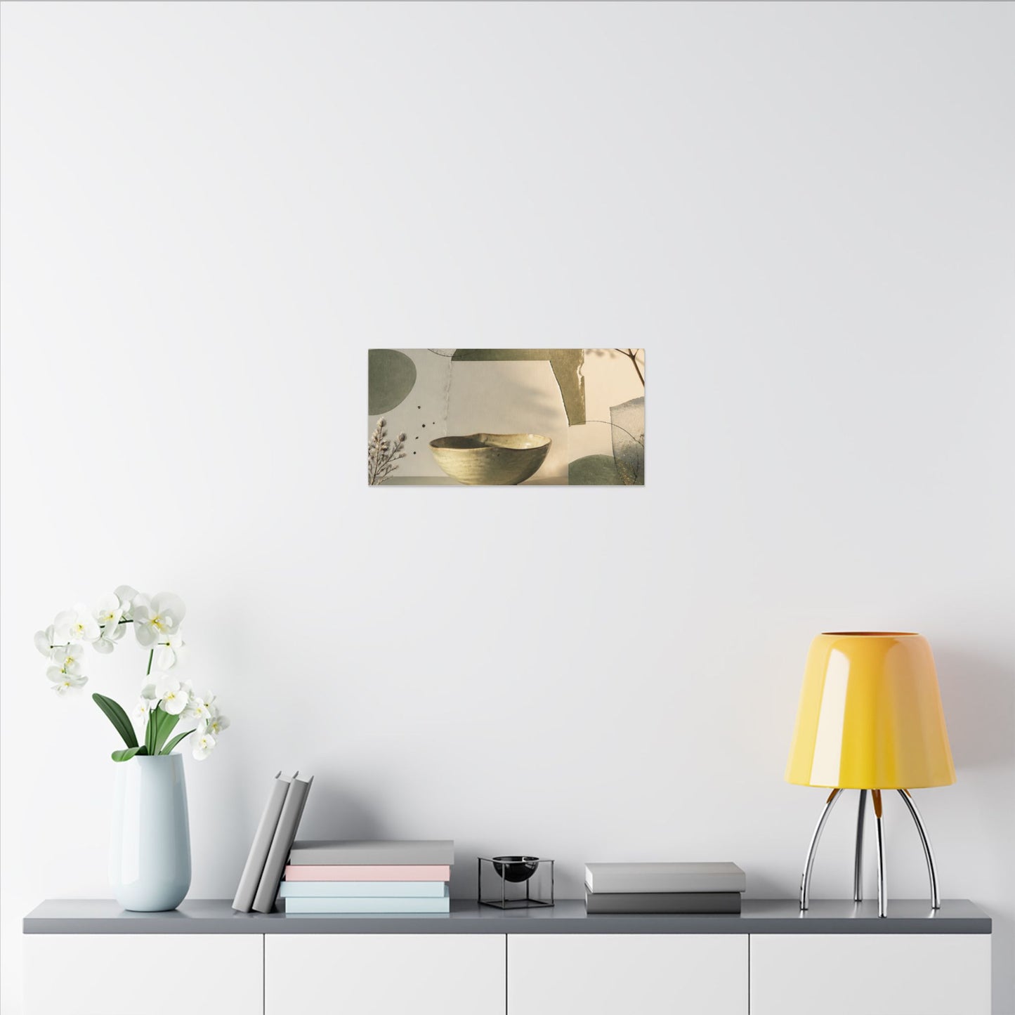 Warm Ceramic Bowl Canvas Art - Minimal Line Japandi