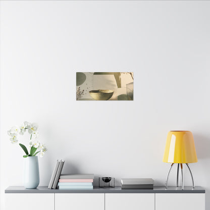 Warm Ceramic Bowl Canvas Art - Minimal Line Japandi