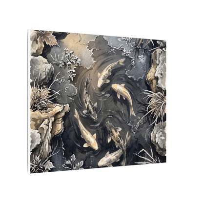 Koi Pond Canvas Art | Winter Japandi Japanese Pattern Art