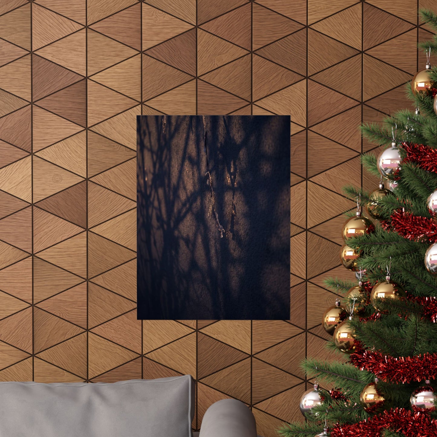 Golden Hour Shadow Play Wall Art Print - Dark Japandi Mono No Aware