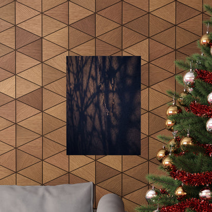 Golden Hour Shadow Play Wall Art Print - Dark Japandi Mono No Aware