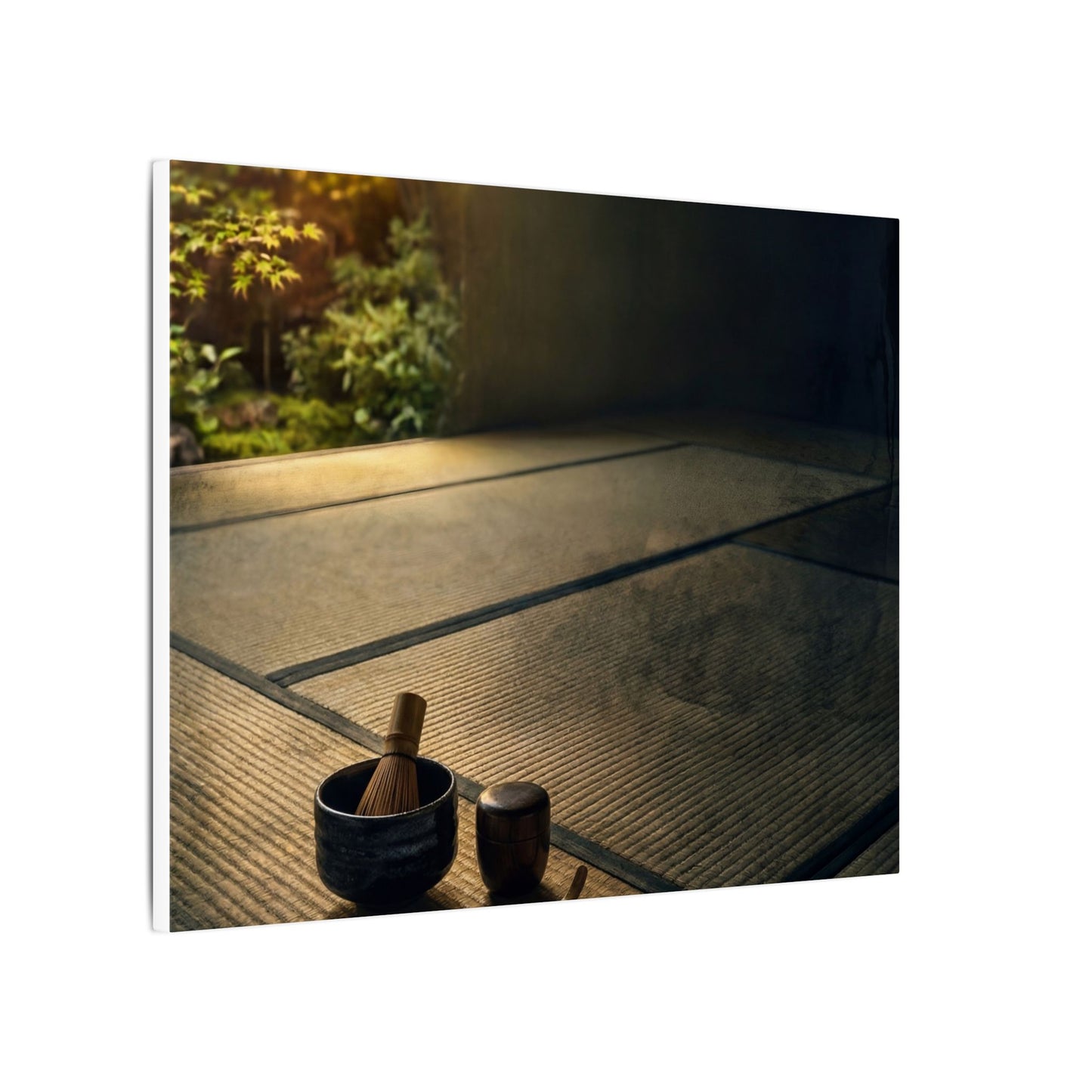 Dark Japandi Tea Ceremony in Golden Hour | Dark Texture Canvas Art
