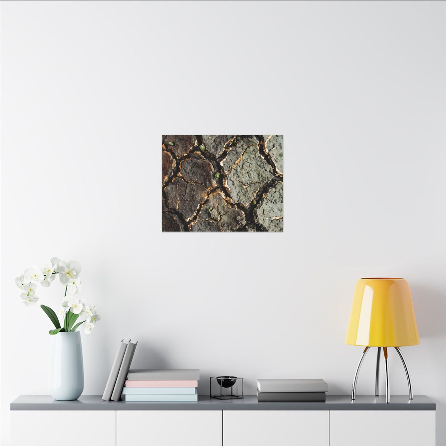 Earthy Cracked Earth Canvas Art - Japanese Pattern Japandi