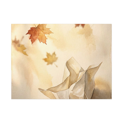 Japandi Paper Fold in Golden Hour | Watercolor Canvas Art