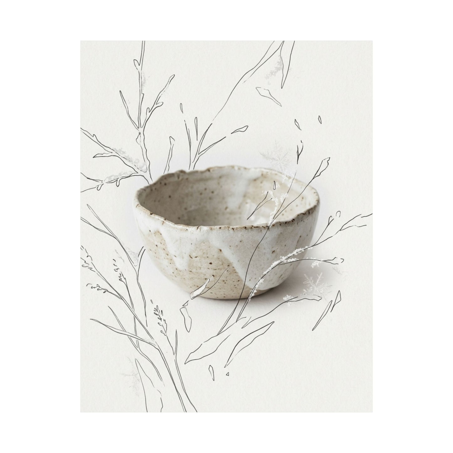 Japandi Ceramic Bowl in Overcast | Minimal Line Wall Art Print