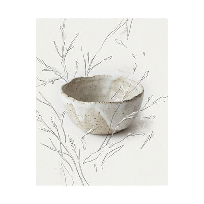 Japandi Ceramic Bowl in Overcast | Minimal Line Wall Art Print