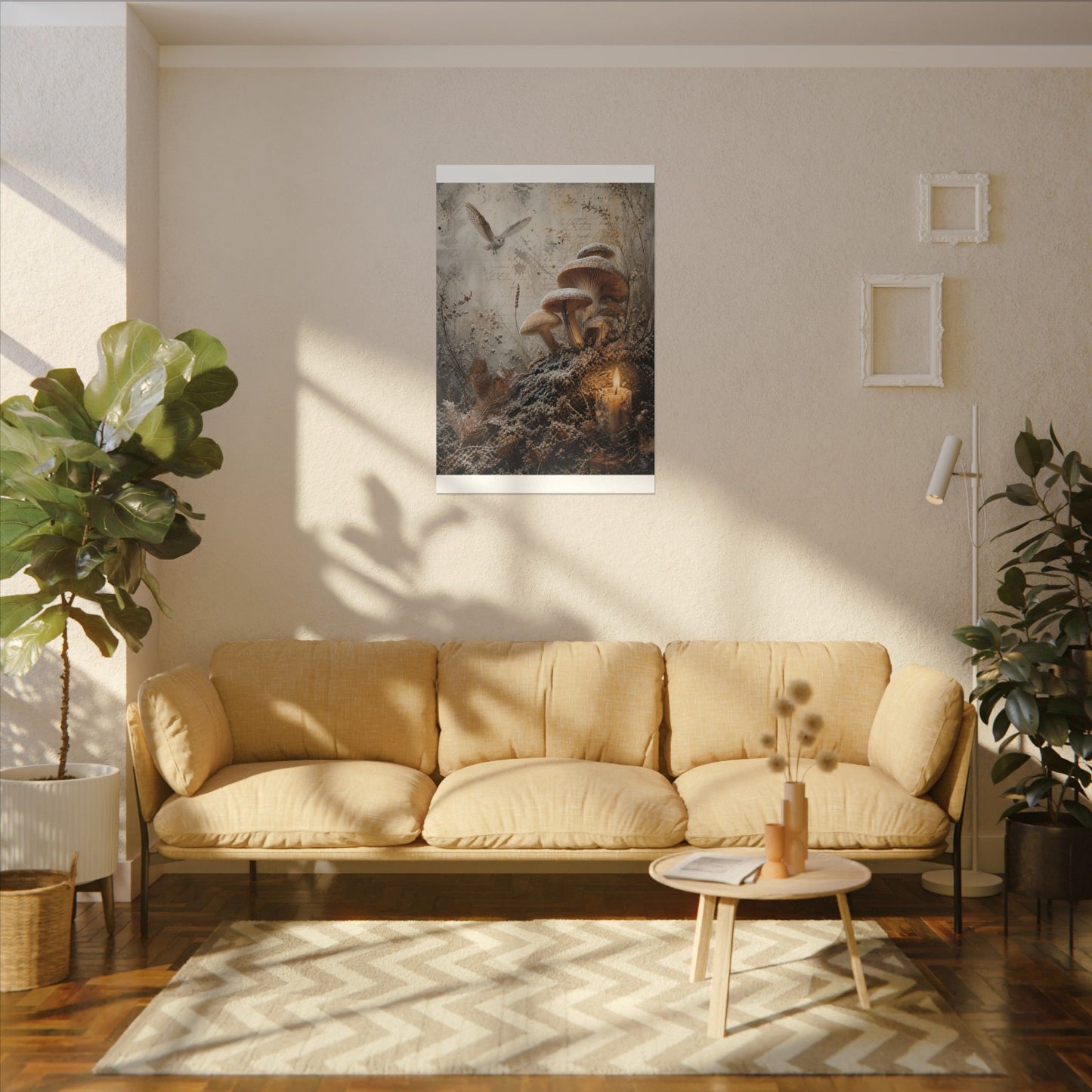 Wild Mushrooms Texture Canvas Art | Elegant Japandi Art