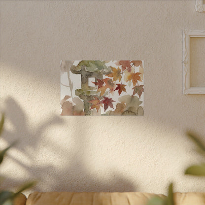 Stone Lantern Watercolor Canvas Art | Earthy Japandi Art