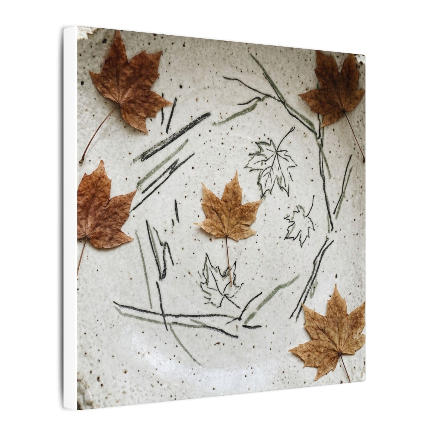 Ceramic Bowl Autumn Canvas Art | Japandi Elegant Design