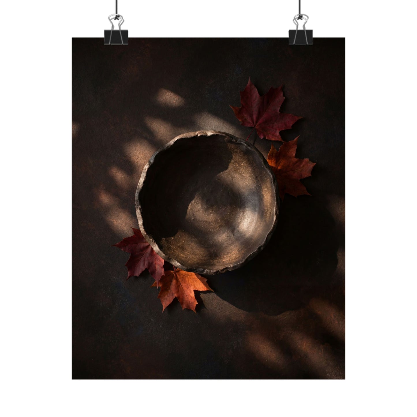 Ceramic Bowl Wall Art Print | Autumn Dark Japandi Dark Texture Art Art Print