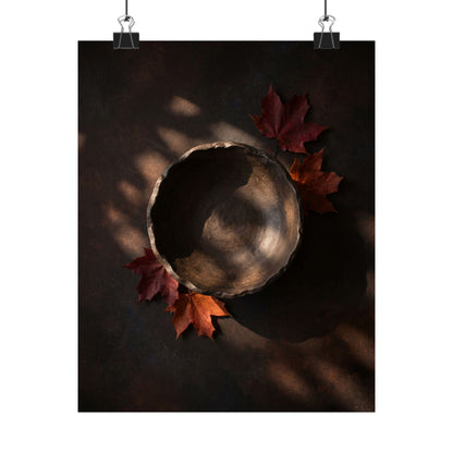 Ceramic Bowl Wall Art Print | Autumn Dark Japandi Dark Texture Art Art Print