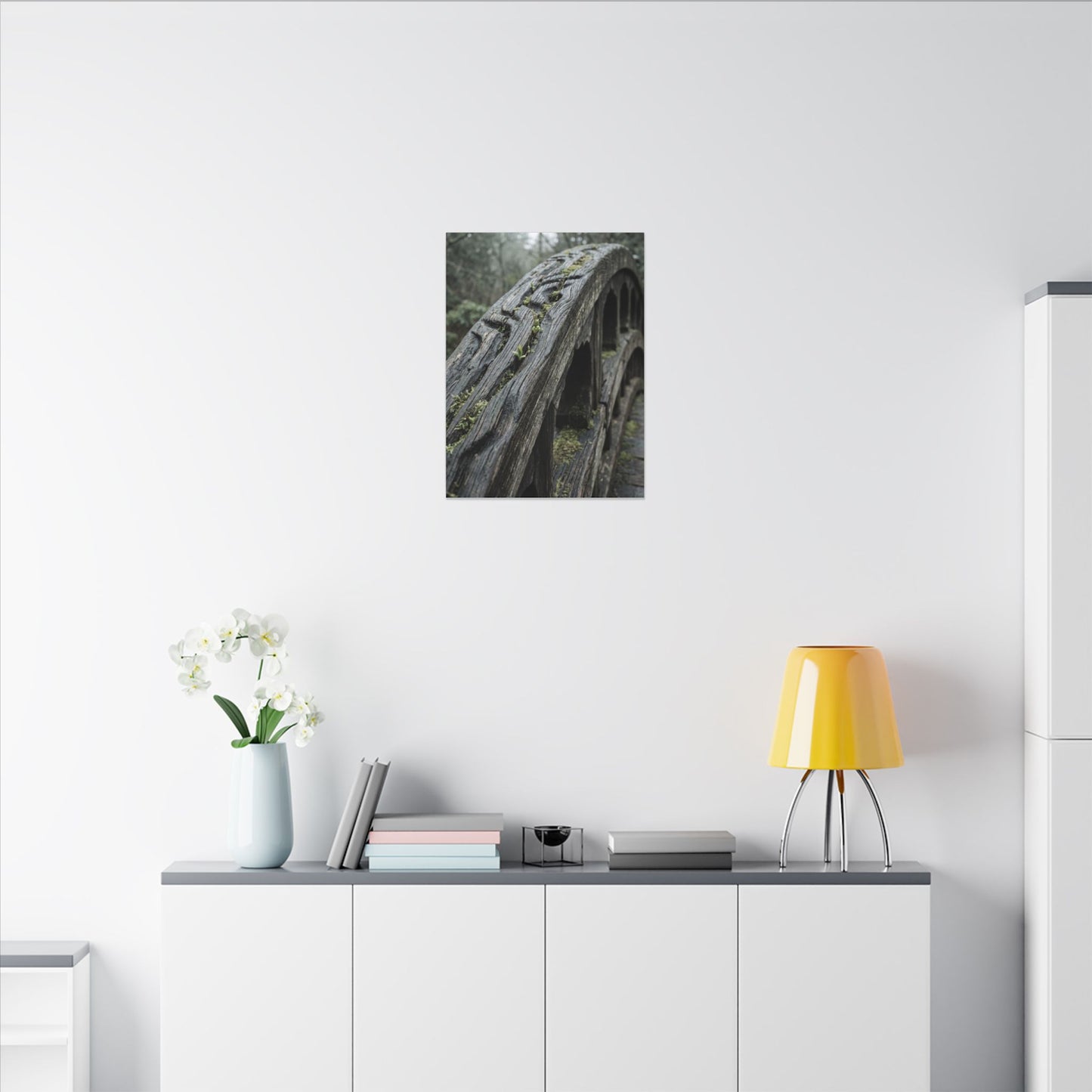 Overcast Wooden Bridge Canvas Art - Japandi Kanso