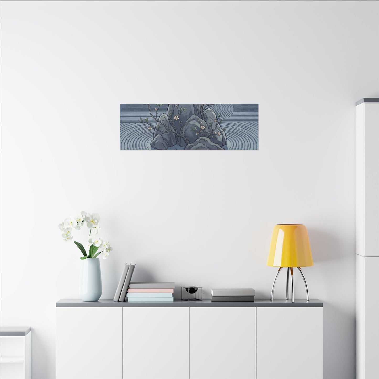 Spring Rock Garden Ukiyo E Inspired Canvas Art | Tranquil Decor