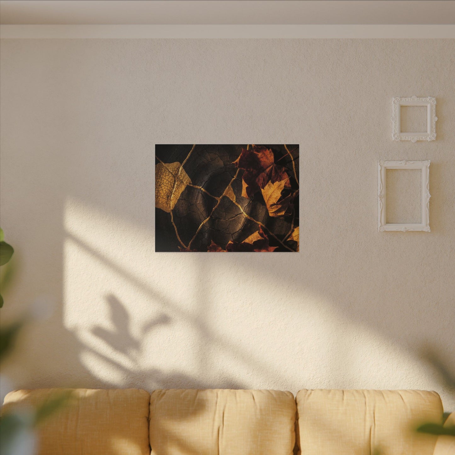 Resilient Shadow Play Canvas Art - Crackle Gold Kintsugi