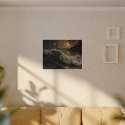 Ocean Wave Dark Texture Canvas Art | Bold Dark Japandi Art