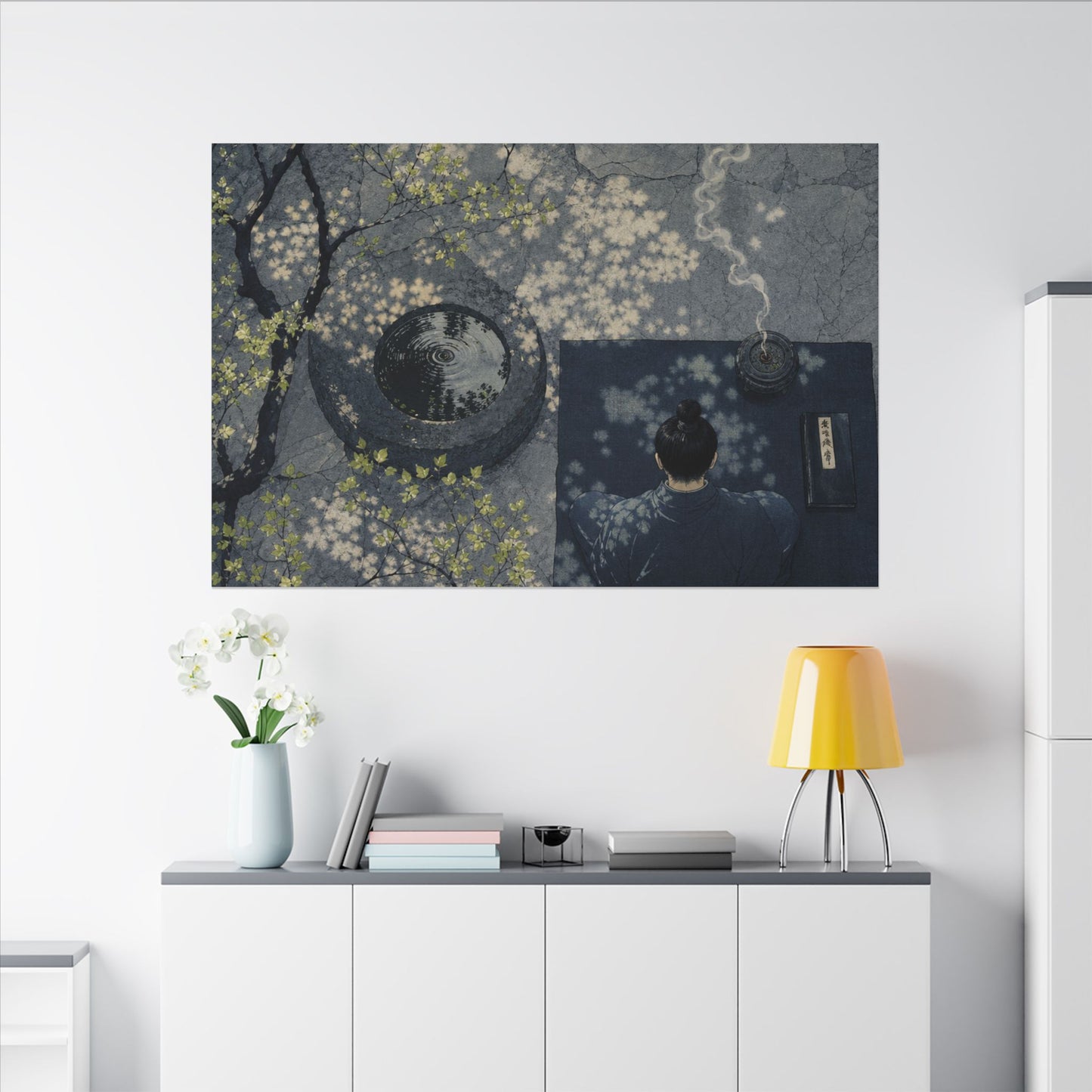 Spring Incense Smoke Ukiyo E Inspired Canvas Art | Tranquil Decor