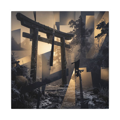 Winter Torii Gate Moody Minimal Canvas Art | Bold Decor
