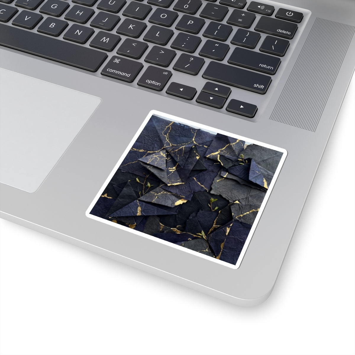 Kintsugi Paper Fold in Overcast | Crackle Gold Sticker Art Print