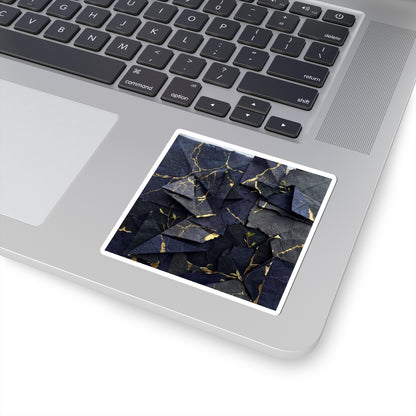 Kintsugi Paper Fold in Overcast | Crackle Gold Sticker Art Print