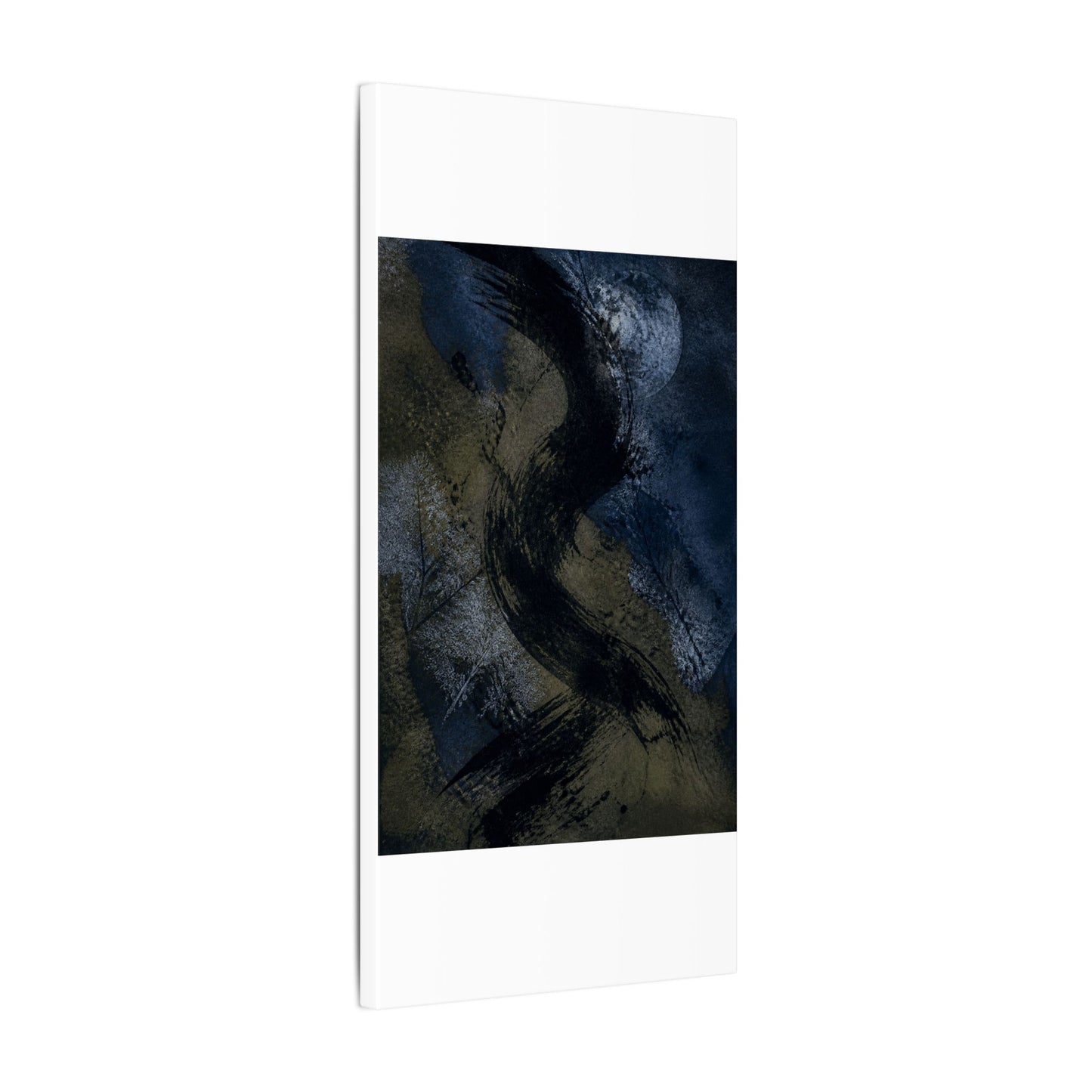 Shibui Ink Brushstroke Canvas Art - Dark Japandi Dark Texture