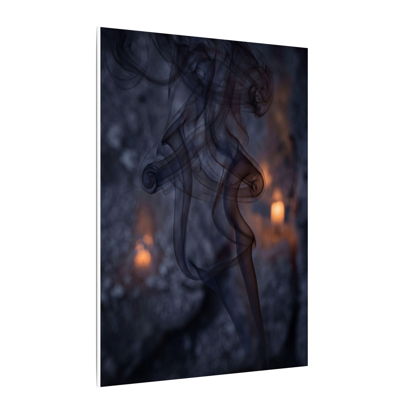 Incense Smoke Winter Canvas Art | Dark Japandi Sophisticated Design