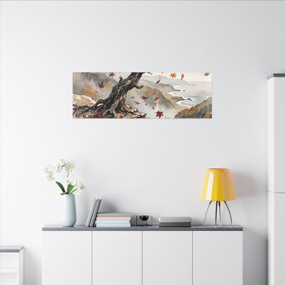 Autumn Pine Tree Watercolor Canvas Art | Warm Decor