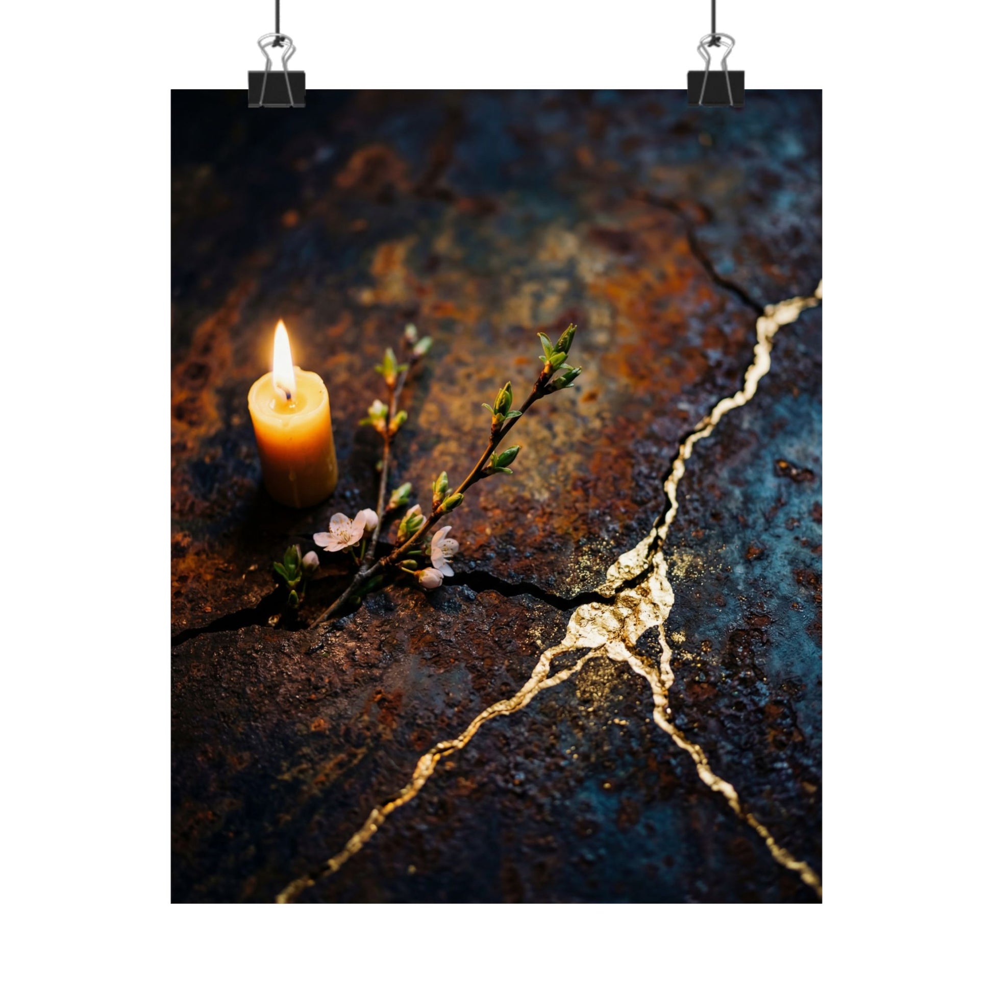 Beautiful Rust Patina Wall Art Print - Gold Repair Kintsugi Art Print