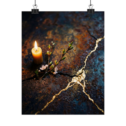 Beautiful Rust Patina Wall Art Print - Gold Repair Kintsugi Art Print