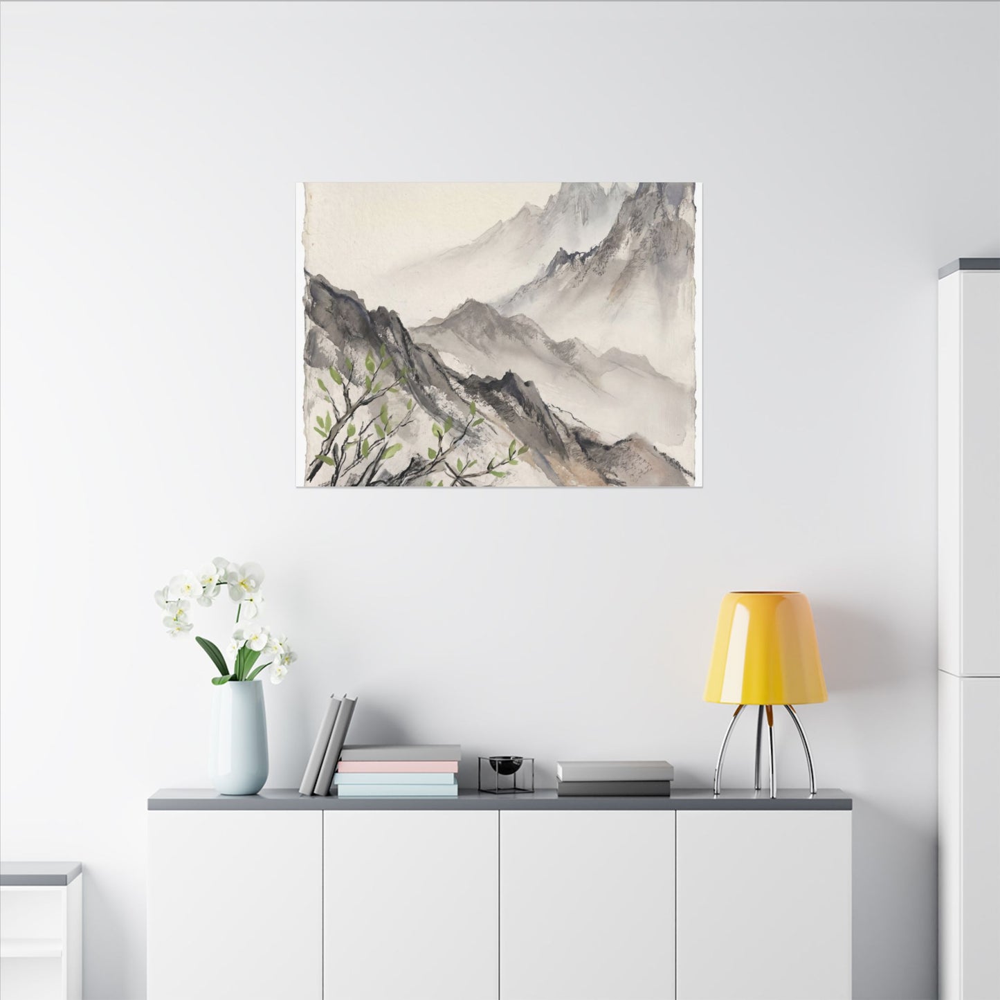 Spring Mountain Mist Texture Canvas Art | Warm Decor