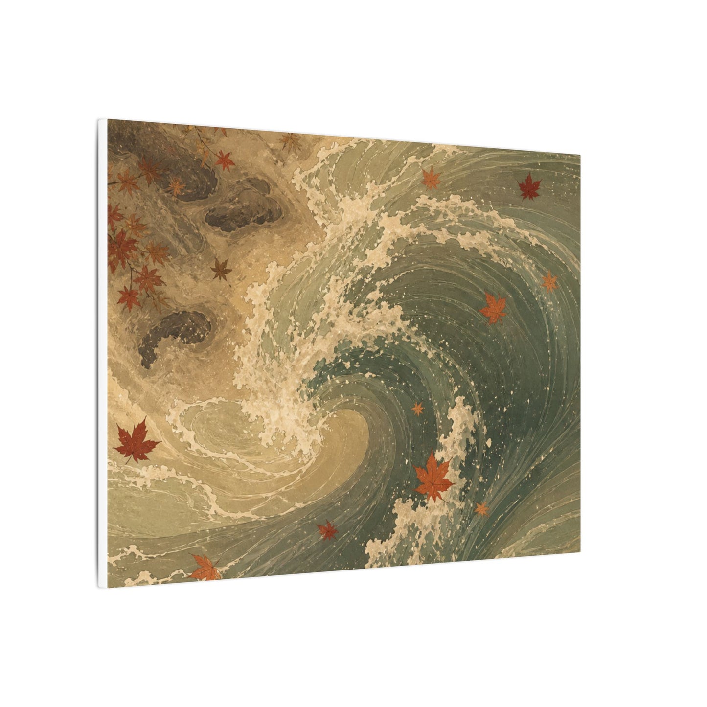 Japandi Ocean Wave in Candlelight | Japanese Pattern Canvas Art