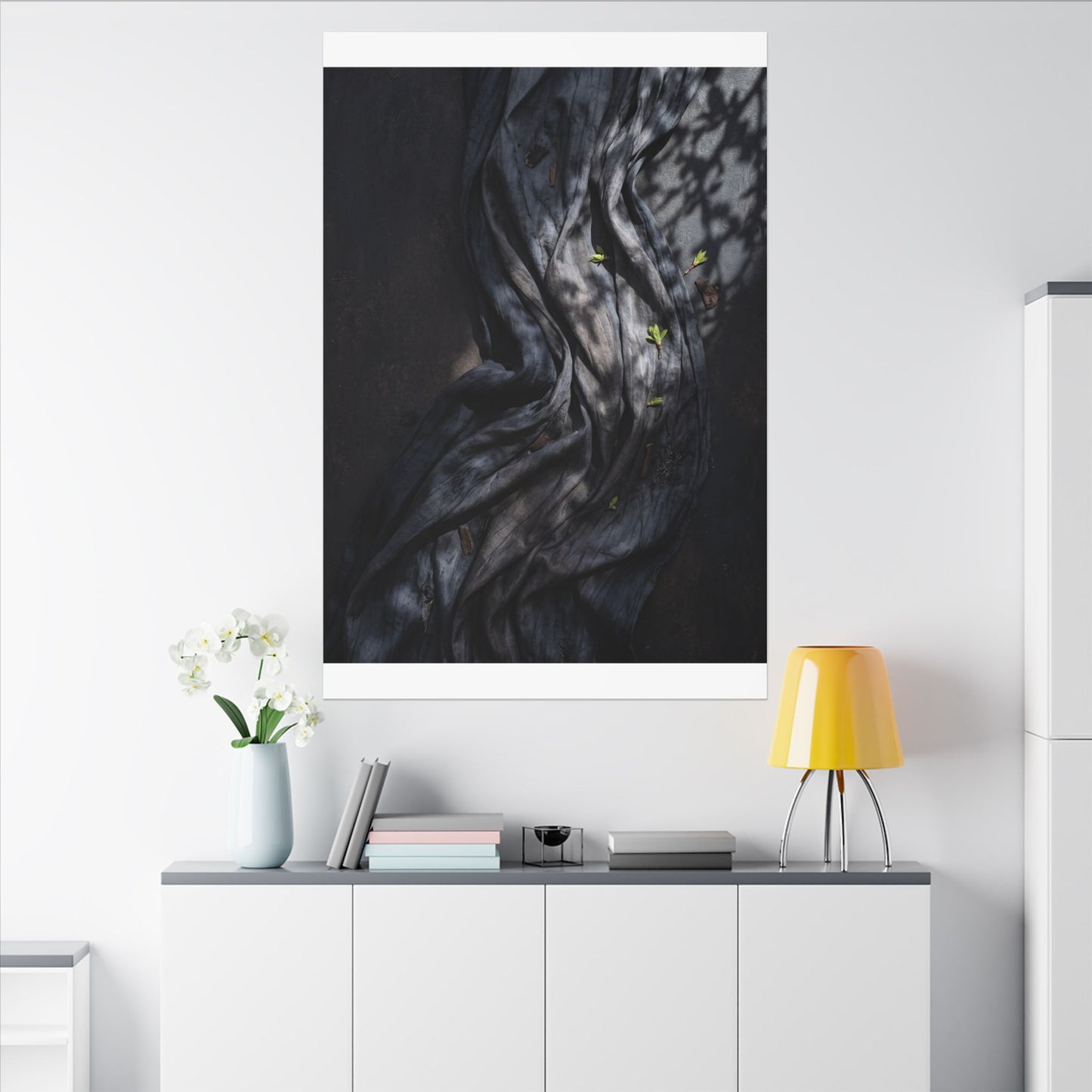 Seijaku Silk Drape Canvas Art - Dark Japandi Dark Texture