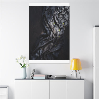 Seijaku Silk Drape Canvas Art - Dark Japandi Dark Texture