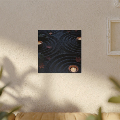 Seijaku Rock Garden Canvas Art - Dark Japandi Dark Texture