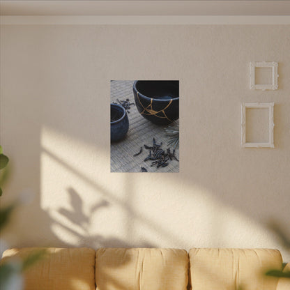 Kintsugi Tea Ceremony in Overcast | Gold Vein Canvas Art