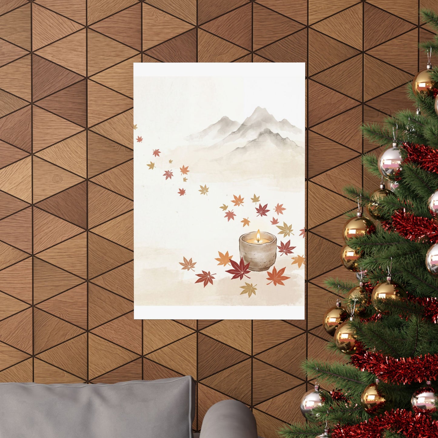 Mountain Mist Wall Art Print | Autumn Japandi Japanese Pattern Art