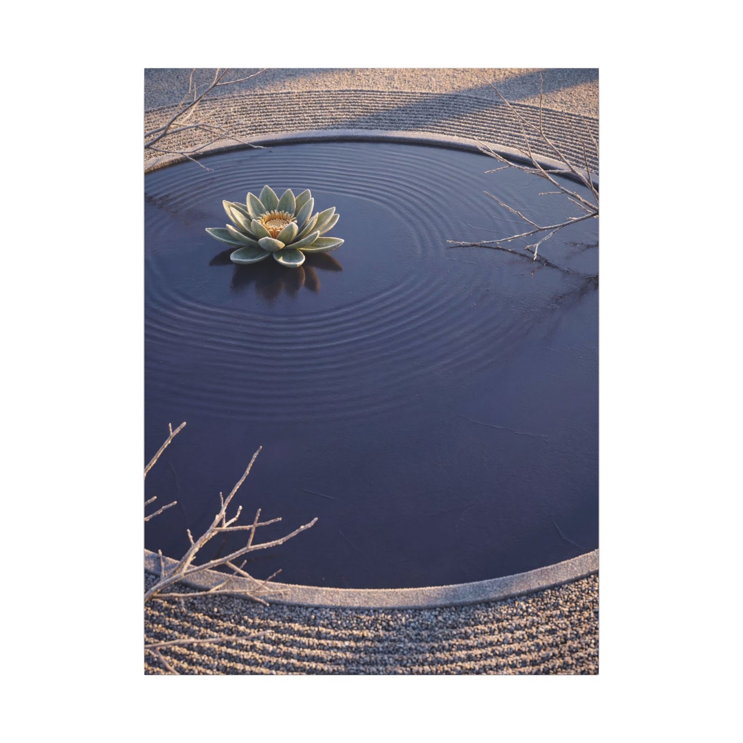 Lotus Flower Canvas Art | Winter Zen Karesansui Art