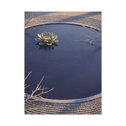 Lotus Flower Canvas Art | Winter Zen Karesansui Art