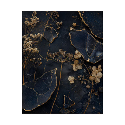 Dried Flowers Broken Beauty Wall Art Print | Healing Kintsugi Art
