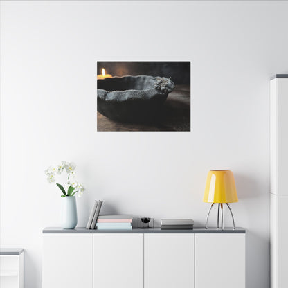 Ceramic Bowl Canvas Art | Winter Dark Japandi Shadow Zen Art