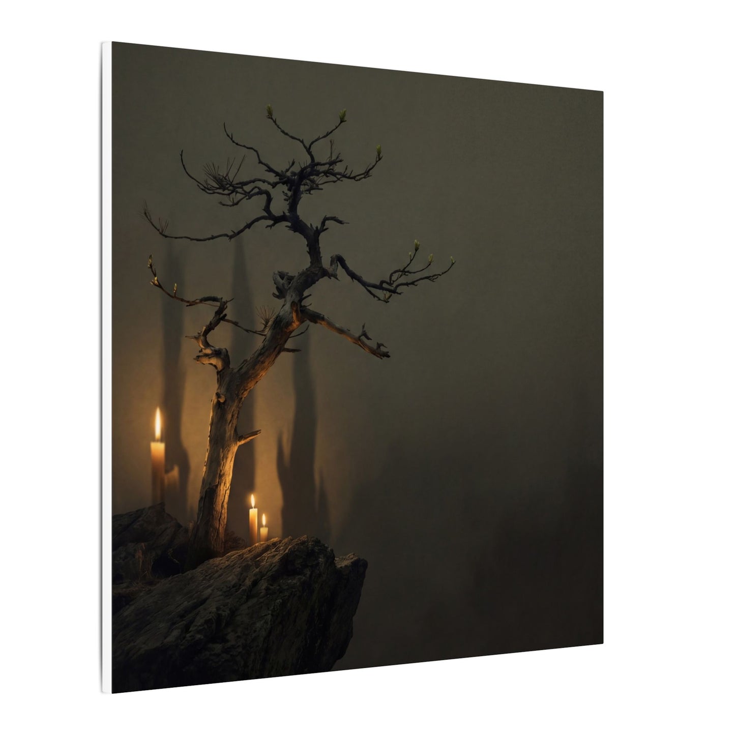 Ma Pine Tree Canvas Art - Dark Japandi Shadow Zen