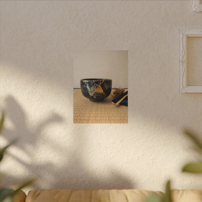 Kanso Tea Ceremony Canvas Art - Kintsugi Gold Vein