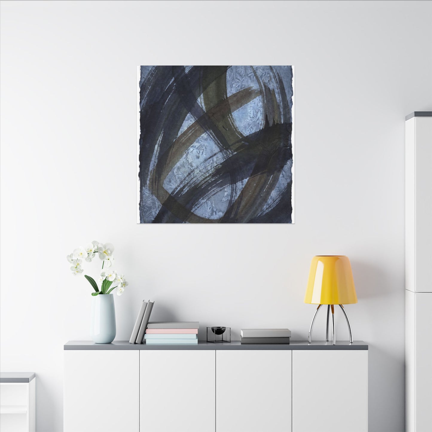 Ink Brushstroke Canvas Art | Winter Dark Japandi Shadow Zen Art