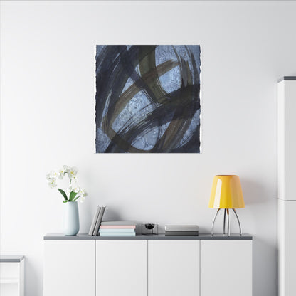 Ink Brushstroke Canvas Art | Winter Dark Japandi Shadow Zen Art