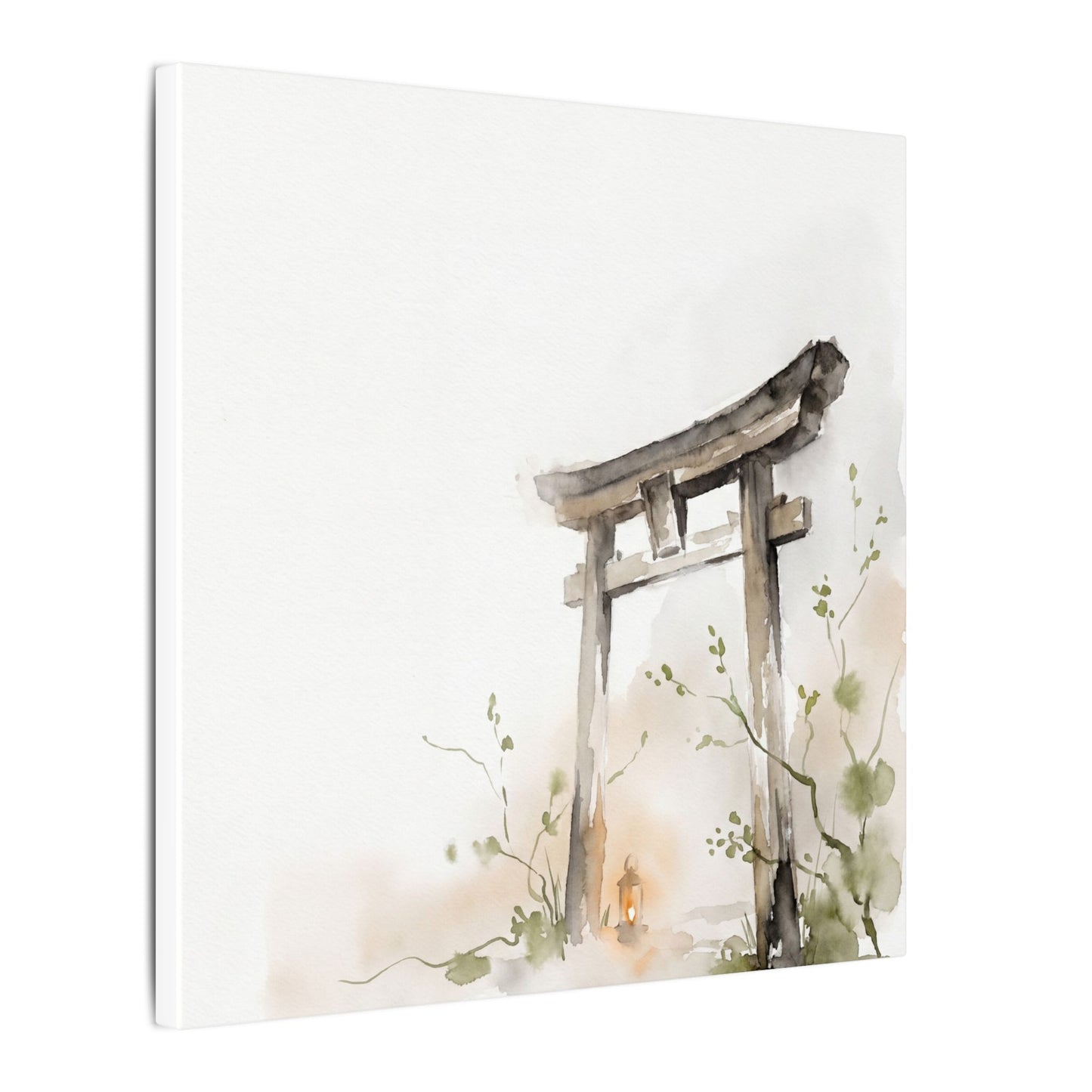 Fukinsei Torii Gate Canvas Art - Japandi Watercolor