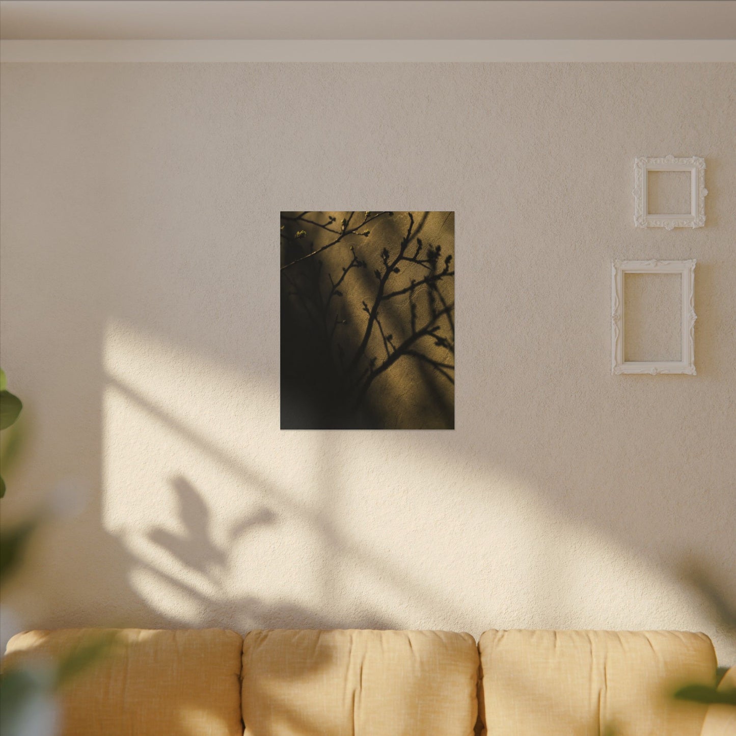 Golden Hour Shadow Play Canvas Art - Dark Japandi Seijaku