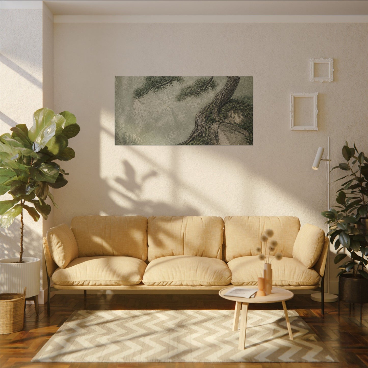 Fukinsei Pine Tree Canvas Art - Japandi Texture