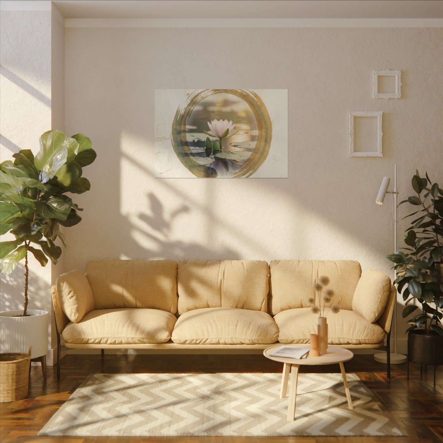 Peaceful Lotus Flower Canvas Art - Enso Zen