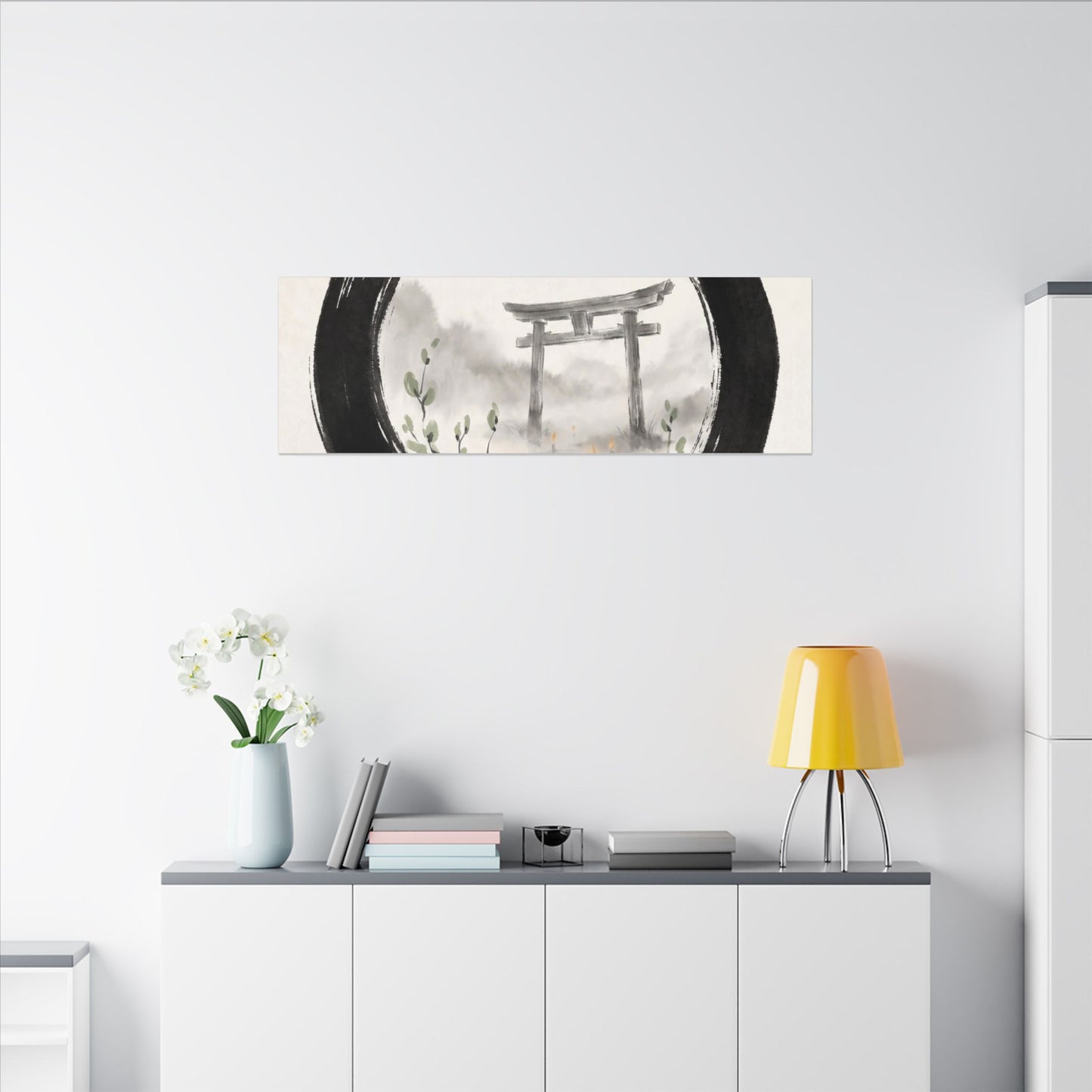 Spring Torii Gate Enso Canvas Art | Tranquil Decor