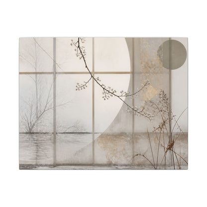Winter Shoji Screen Japanese Pattern Canvas Art | Elegant Decor